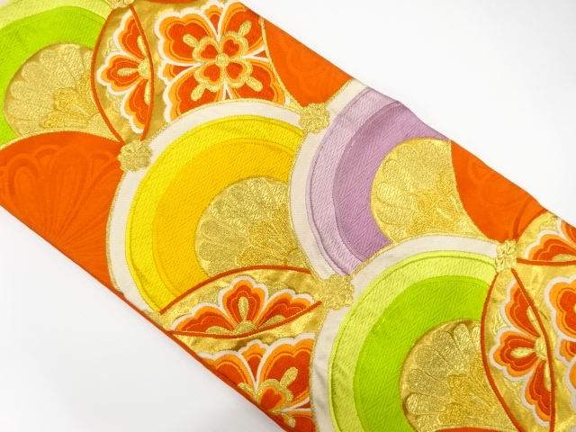 アンティーク　花青海波模様織り出し袋帯（着用可）